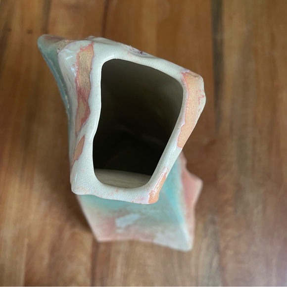 Vintage 80s Tony Evans Signed 49 Raku Art Pottery 12" Vase Postmodern Abstract - Picture 5 of 8